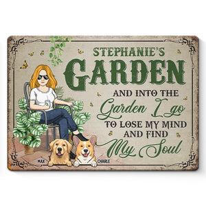 Je vais perdre la tête et trouver mon âme - Plaque en métal personnalisée pour chien - Cadeau de pendaison de crémaillère pour propriétaires d'animaux, amoureux des animaux et amateurs de jardinage