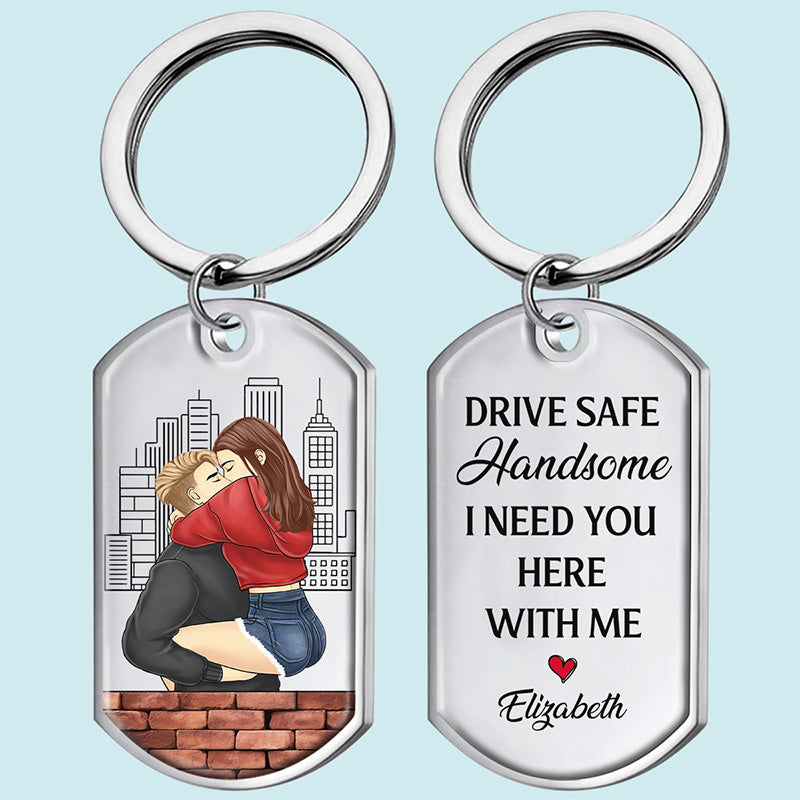 Conduisez prudemment, beau gosse, je t'aime - Porte-clés personnalisé pour couple - Cadeau pour mari et femme, anniversaire