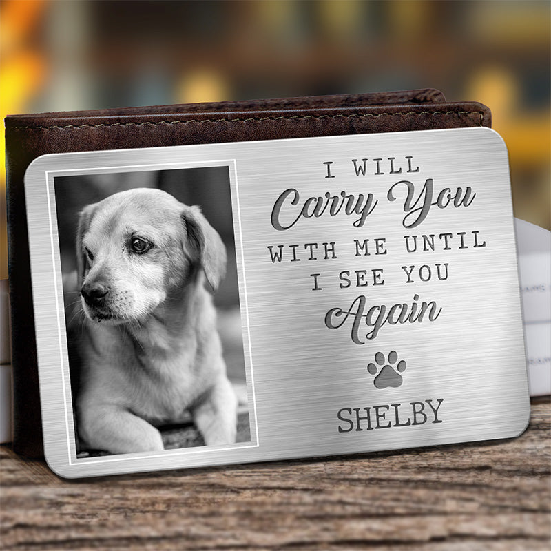 Carte photo personnalisée en aluminium pour portefeuille – Cadeaux de condoléances personnalisés pour animaux de compagnie, chiens et chats – Mes empreintes de pattes ne sont peut-être plus dans votre maison.