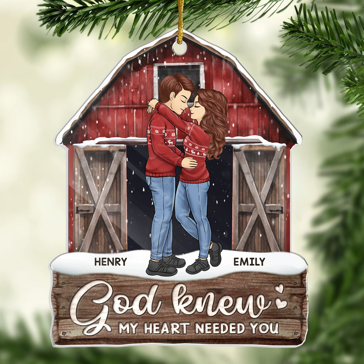 Dieu savait que mon cœur avait besoin de toi – Ornement personnalisé pour couple – Acrylique, bois, forme personnalisée – Cadeau de Noël pour mari et femme, anniversaire