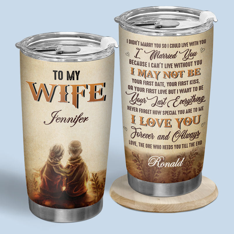 Je t'ai épousé parce que je ne peux pas vivre sans toi - Verre personnalisé pour couple - Cadeau pour couple, mari et femme, anniversaire, fiançailles, mariage, cadeau de mariage