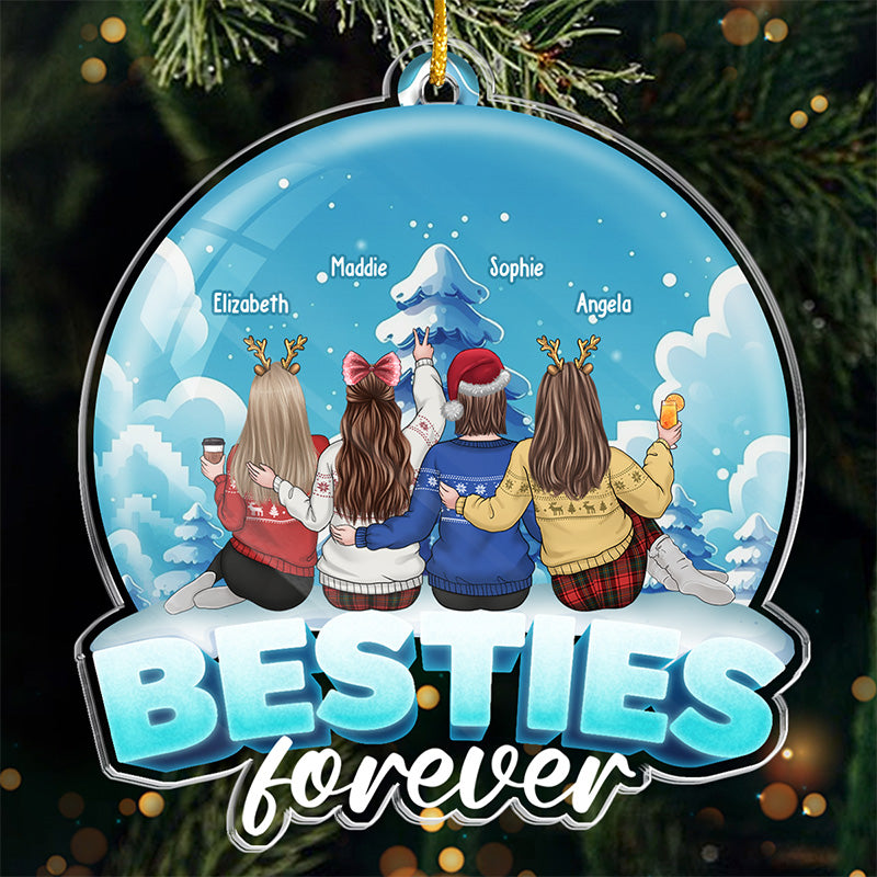 Grâce à toi, je ris un peu plus fort - Ornement personnalisé Bestie - Forme personnalisée en acrylique - Cadeau de Noël pour meilleures amies, BFF, sœurs