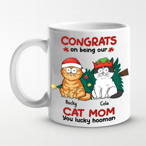 Félicitations pour être mes parents ! Mug personnalisé avec chat ! Cadeau de Noël pour les propriétaires et les amoureux des animaux.