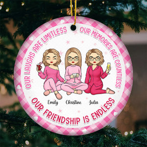 Je porte du rose pour ma meilleure amie - Ornement personnalisé pour ma meilleure amie - Forme ronde en céramique - Cadeau de Noël pour meilleures amies, meilleures amies, sœurs