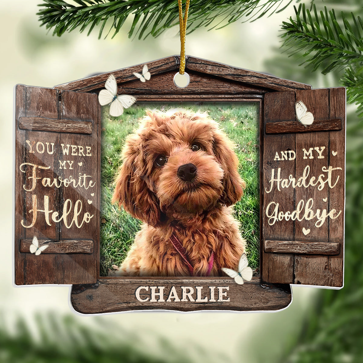 Photo personnalisée difficile à dire au revoir - Ornement commémoratif personnalisé - Acrylique, bois, forme personnalisée - Cadeau de Noël, cadeau de condoléances pour les propriétaires d'animaux et les amoureux des animaux