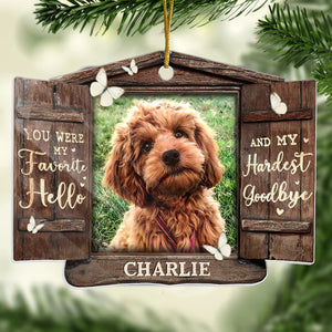 Photo personnalisée difficile à dire au revoir - Ornement commémoratif personnalisé - Acrylique, bois, forme personnalisée - Cadeau de Noël, cadeau de condoléances pour les propriétaires d'animaux et les amoureux des animaux