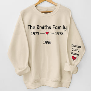 Famille pour toujours - Sweat-shirt unisexe personnalisé avec motif sur la manche - Cadeau de Noël pour les membres de la famille