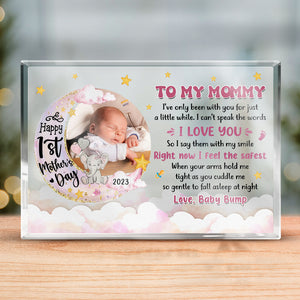 Photo personnalisée « Je les dis avec mon sourire » - Plaque rectangulaire en acrylique personnalisée pour la famille - Cadeau pour la fête des mères, la baby shower ou la première maman