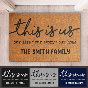 Notre vie, notre histoire, notre maison - Tapis décoratif personnalisé pour la famille - Cadeau pour les membres de la famille