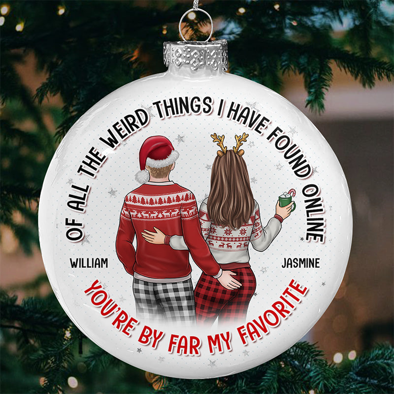 Tu es ma personne préférée dans l'univers - Ornement de boule plate blanche personnalisée pour couple - Cadeau de Noël pour mari et femme, anniversaire