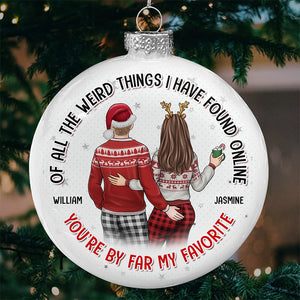 Tu es ma personne préférée dans l'univers - Ornement de boule plate blanche personnalisée pour couple - Cadeau de Noël pour mari et femme, anniversaire