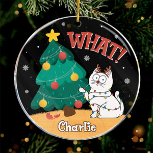 I Approve Of This Tree - Cat Personalized Custom Ornament - Acrylic Round Shaped - Christmas Gift For Pet Owners, Pet Lovers
