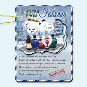 Heaven Mail - Memorial Personalized Custom Wooden Card With Pop Out Ornament - Christmas Gift, Sympathy Gift For Family Members