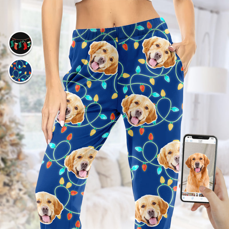 Pyjama personnalisé avec photo de mon adorable chien et chat - Cadeau de Noël pour les propriétaires et les amoureux des animaux