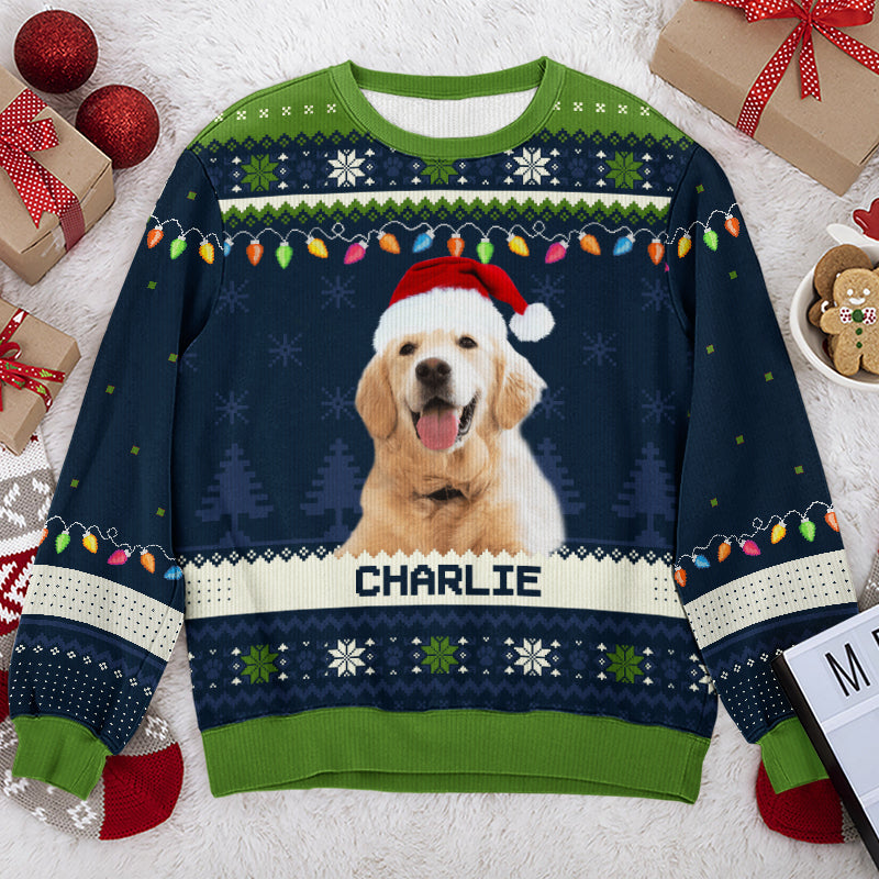 Sweat-shirt personnalisé avec photo « Joyeux anniversaire » pour chien et chat - Pull unisexe en laine - Cadeau de Noël pour les propriétaires et les amoureux des animaux