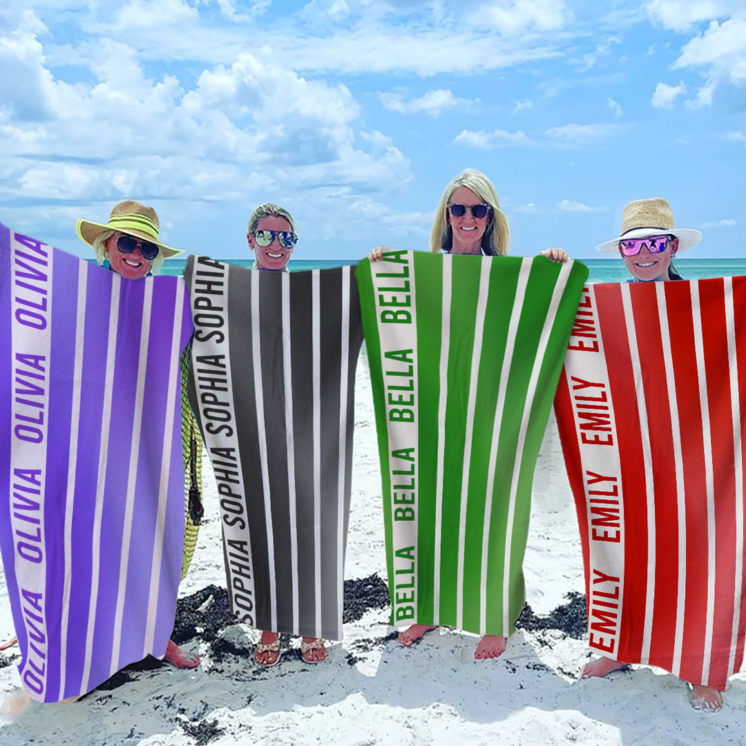 Nos journées d'été colorées - Serviette de plage personnalisée Bestie - Cadeau pour meilleures amies, meilleures amies, sœurs