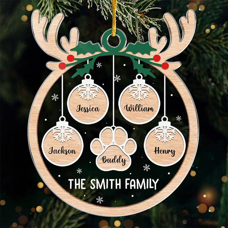 L'amour familial se réchauffe à Noël - Décoration personnalisée pour la famille - Forme personnalisée en acrylique - Cadeau de Noël pour les membres de la famille