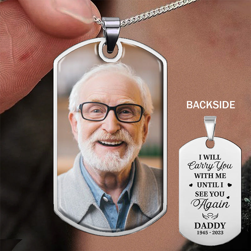 Collier personnalisé avec photo « Tu me manques » – Cadeau de condoléances, cadeau pour les membres de la famille
