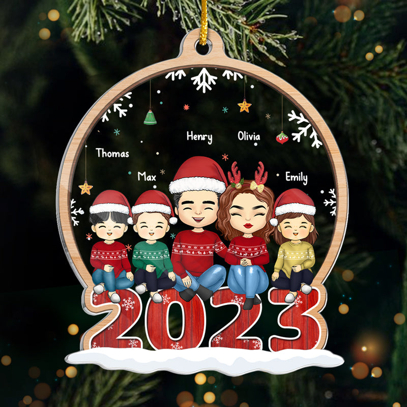 Lumières scintillantes et nuits douillettes - Décoration personnalisée pour la famille - Forme personnalisée en acrylique - Cadeau de Noël pour les membres de la famille