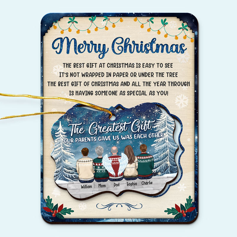 Les plus belles bénédictions de la vie - Carte en bois personnalisée avec ornement amovible - Cadeau de Noël pour les membres de la famille
