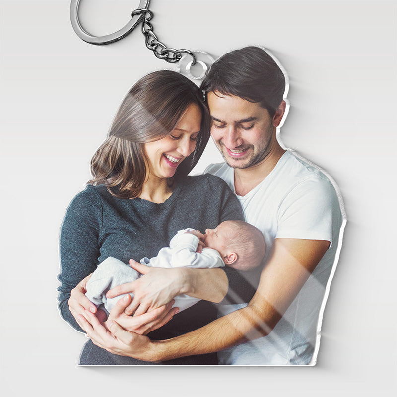 Porte-clés personnalisé en acrylique avec photo « Je t'aime jusqu'à la lune et retour » - Cadeau pour mari et femme, anniversaire