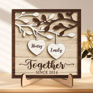 Elle et moi, nous formons une équipe - Plaque en bois personnalisée à 2 couches avec support pour couple - Cadeau de pendaison de crémaillère pour mari et femme, anniversaire