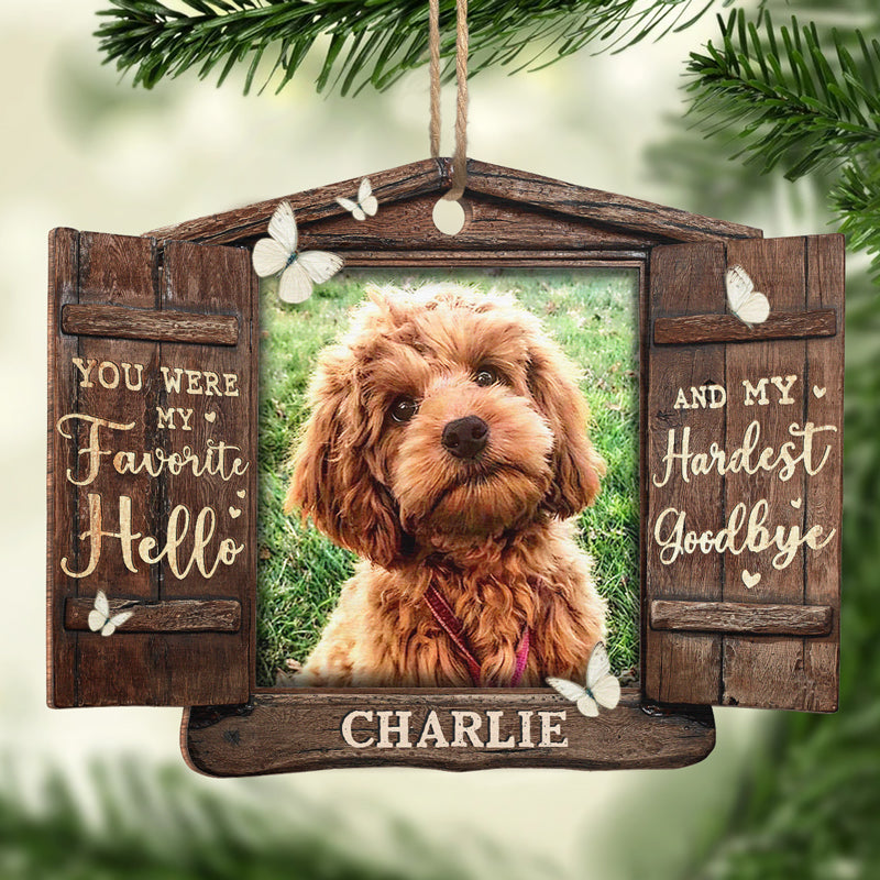 Photo personnalisée difficile à dire au revoir - Ornement commémoratif personnalisé - Acrylique, bois, forme personnalisée - Cadeau de Noël, cadeau de condoléances pour les propriétaires d'animaux et les amoureux des animaux