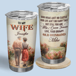 Notre maison n'est pas un château, mais tu es toujours ma reine pour toujours - Verre personnalisé pour couple - Cadeau pour couple, mari et femme, anniversaire, fiançailles, mariage, cadeau de mariage