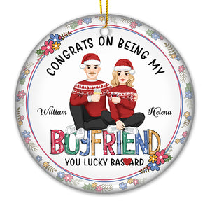 Tu es mon souhait de Noël - Ornement personnalisé pour couple - Forme ronde en céramique - Cadeau de Noël pour mari et femme, anniversaire