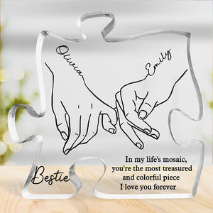 Je serai là, promesse rose - Plaque acrylique personnalisée en forme de puzzle pour meilleure amie - Cadeau de Noël pour meilleures amies, meilleures amies, sœurs