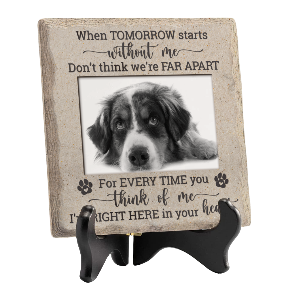 Custom Photo I'm Right Here In Your Heart - Memorial Personalized Custom Square Shaped Ceramic Plaque With Stand - Sympathy Gift, Gift For Pet Owners, Pet Lovers