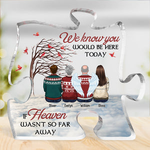 Our Hearts Are Together Forever - Memorial Personalized Custom Puzzle Shaped Acrylic Plaque - Christmas Gift, Sympathy Gift For Family Members