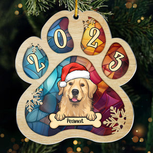 Joyeuses fêtes de fin d'année ! Ornement personnalisé pour chien et chat en acrylique en forme de patte ! Cadeau de Noël pour les propriétaires et les amoureux des animaux.