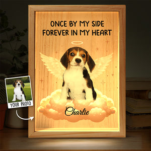 Photo personnalisée « Forever In My Heart » – Cadre photo personnalisé avec lumière – Cadeau de condoléances pour les propriétaires et les amoureux des animaux