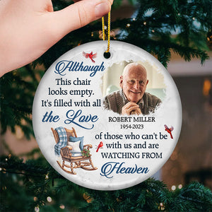 Photo personnalisée remplie de tout l'amour - Ornement personnalisé commémoratif personnalisé - Forme ronde en céramique - Cadeau de Noël, cadeau de condoléances pour les membres de la famille