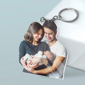 Porte-clés personnalisé en acrylique avec photo « Bienvenue dans la famille » - Cadeau pour les membres de la famille