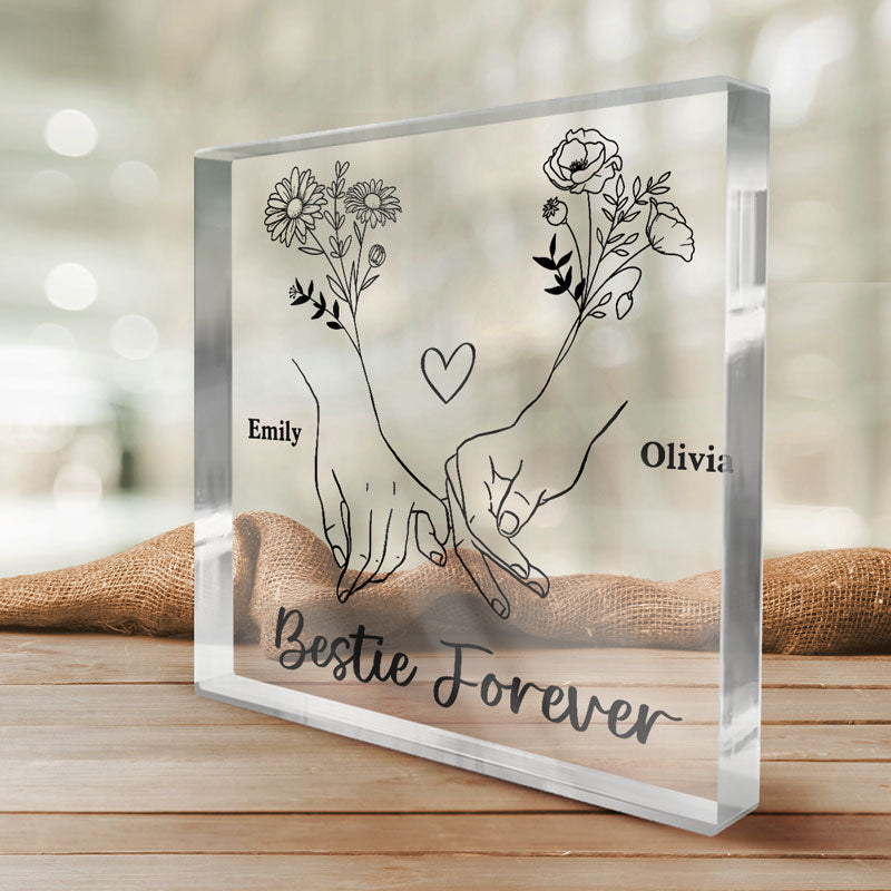 Plaque acrylique carrée personnalisée « Meilleure amie jusqu'au bout » – Cadeau pour meilleures amies, meilleures amies et sœurs