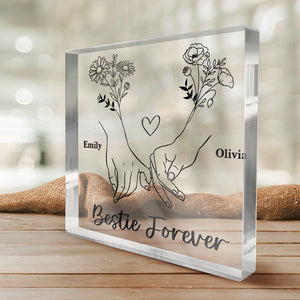 Plaque acrylique carrée personnalisée « Meilleure amie jusqu'au bout » – Cadeau pour meilleures amies, meilleures amies et sœurs