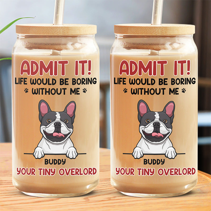 Sans toi, pas de vie ! Tasse en verre personnalisée pour chien et chat, tasse à café glacé ! Cadeau pour les propriétaires d'animaux et les amoureux des animaux.