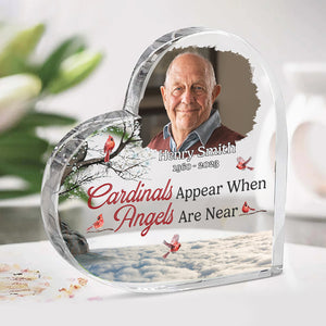 Photo personnalisée « Je te garderai dans mon cœur » - Plaque acrylique personnalisée en forme de cœur - Cadeau de condoléances pour les membres de la famille