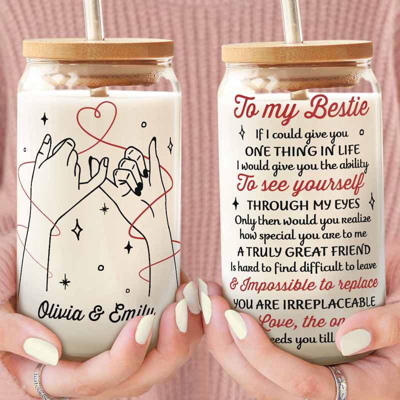 Trouver un véritable ami est difficile - Tasse en verre personnalisée, tasse à café glacé - Cadeau pour les meilleures amies, les meilleures amies et les sœurs