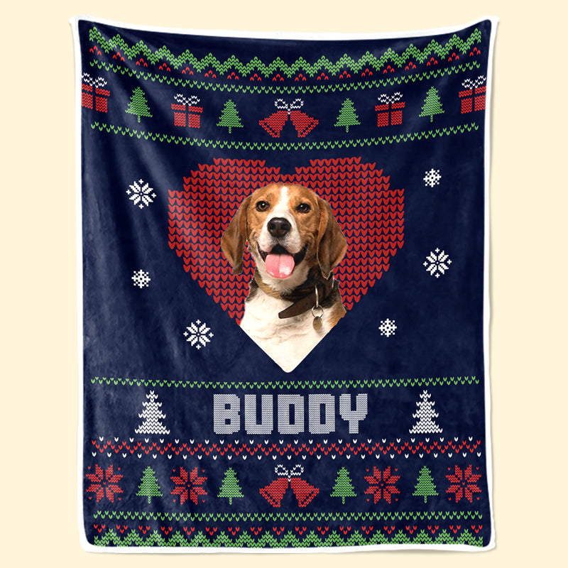 Couverture personnalisée avec photo de Noël « Amour à quatre pattes » pour chien et chat – Cadeau de Noël pour les propriétaires et les amoureux des animaux