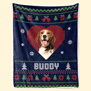 Couverture personnalisée avec photo de Noël « Amour à quatre pattes » pour chien et chat – Cadeau de Noël pour les propriétaires et les amoureux des animaux