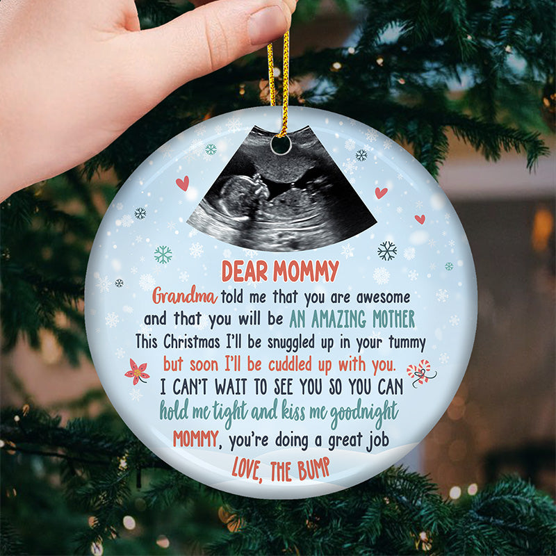 Photo personnalisée « Vous serez une mère formidable » - Ornement personnalisé familial - Forme ronde en céramique - Cadeau de Noël pour la première maman