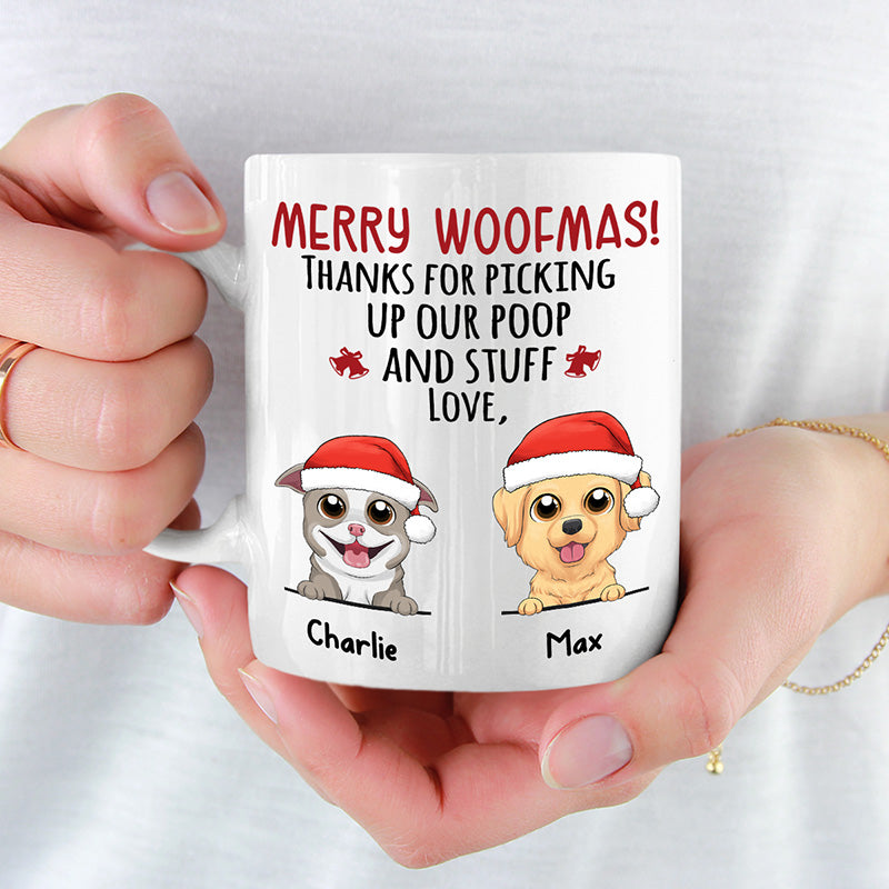 Merci d'avoir récupéré nos affaires, mon amour ! Mug personnalisé pour chien ! Cadeau de Noël pour les propriétaires d'animaux et les amoureux des animaux.