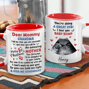 Custom Photo Letter From The Bump - Family Personalized Custom Accent Mug - Baby Shower Gift, First Christmas Gift, Christmas Gift For First Mom