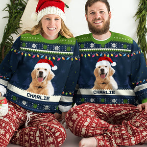 Sweat-shirt personnalisé avec photo « Joyeux anniversaire » pour chien et chat - Pull unisexe en laine - Cadeau de Noël pour les propriétaires et les amoureux des animaux