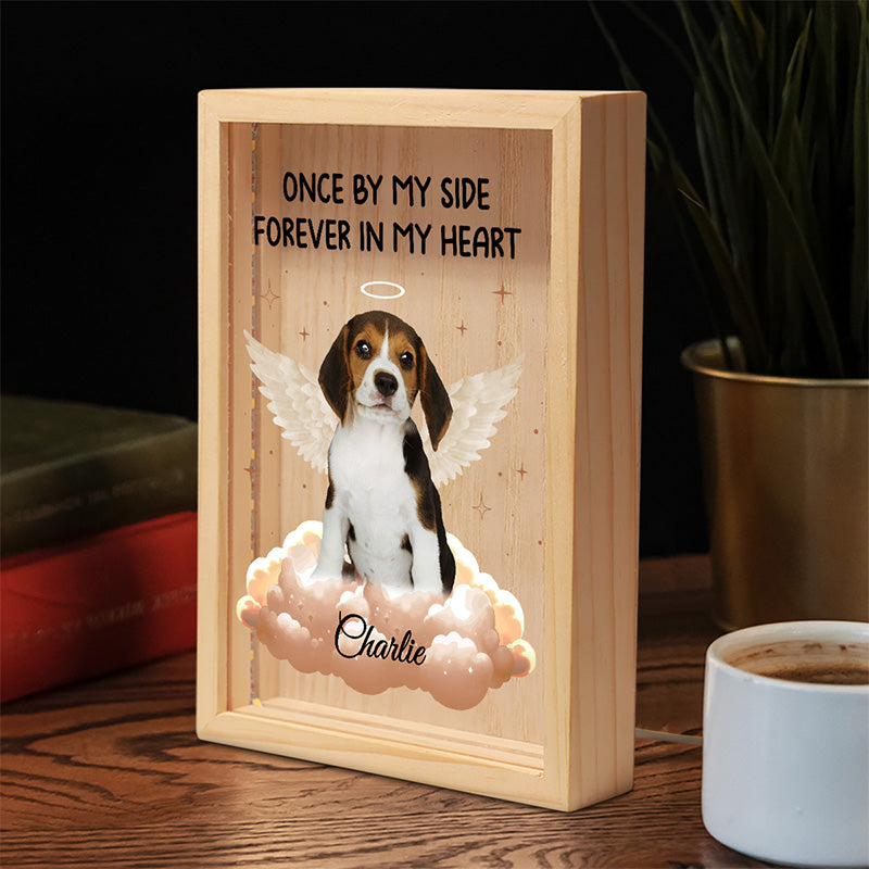 Photo personnalisée « Forever In My Heart » – Cadre photo personnalisé avec lumière – Cadeau de condoléances pour les propriétaires et les amoureux des animaux