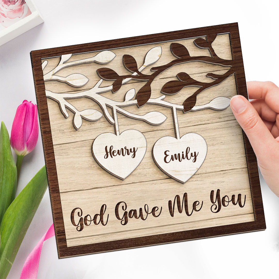 Elle et moi, nous formons une équipe - Plaque en bois personnalisée à 2 couches avec support pour couple - Cadeau de pendaison de crémaillère pour mari et femme, anniversaire