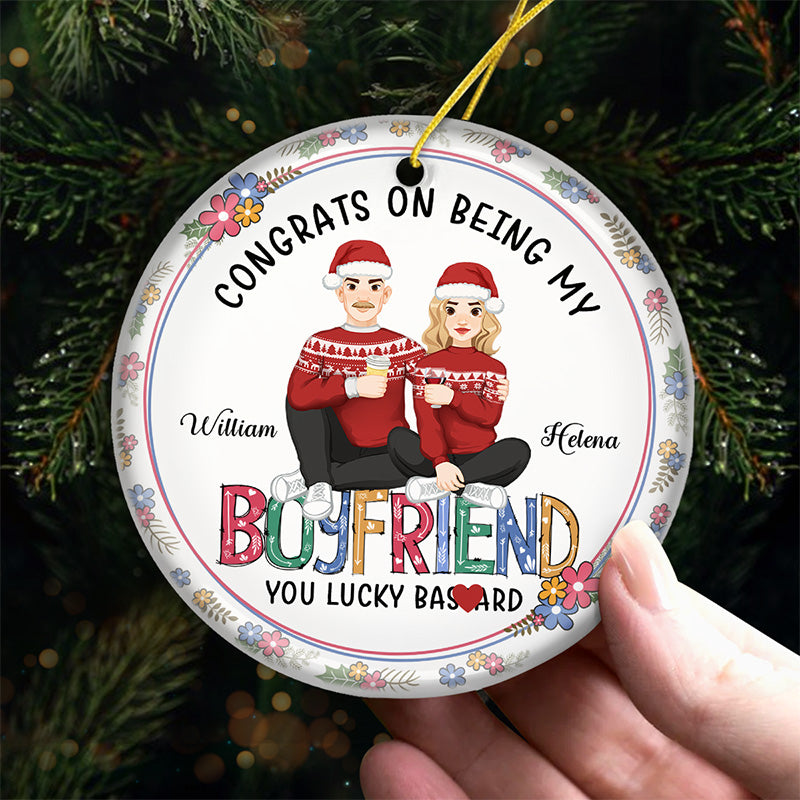 Tu es mon souhait de Noël - Ornement personnalisé pour couple - Forme ronde en céramique - Cadeau de Noël pour mari et femme, anniversaire